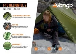 Vango F10 Helium UL 2 Ultralichte Trekking Tunneltent - 1/2 Persoons - Groen 14 Vango F10 Helium UL 2 Ultralichte Trekking Tunneltent - 1/2 Persoons - Groen -Outwell Winkel 1900 1783 f10 helium ul 2 5