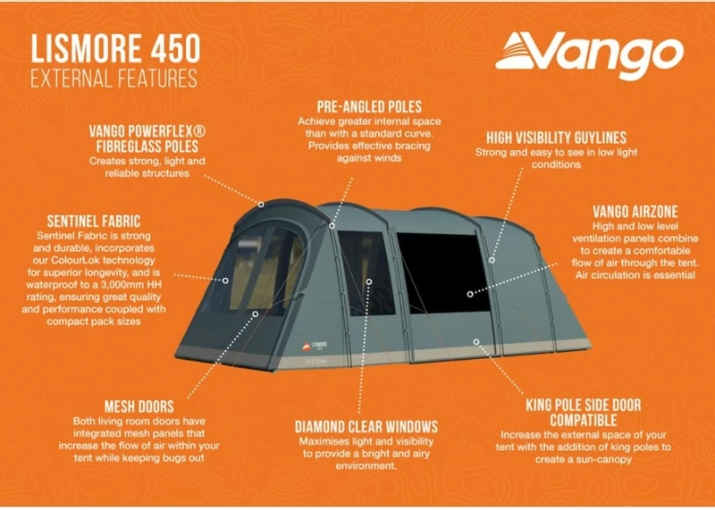 Vango Lismore 450 Tunneltent - 4 Persoons - Groen 13 Vango Lismore 450 Tunneltent - 4 Persoons - Groen - Afbeelding 11