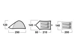 Husky Bizam Koepeltent - 2+ Persoons -Outwell Winkel bizam afmetingen