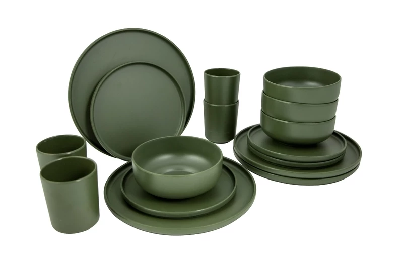 Bo-Camp Patom Melamine Serviesset - 16-delig - Groen 3 Bo-Camp Patom Melamine Serviesset - 16-delig - Groen